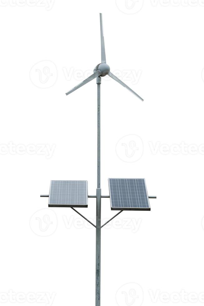 Windräder und Solarzellen foto