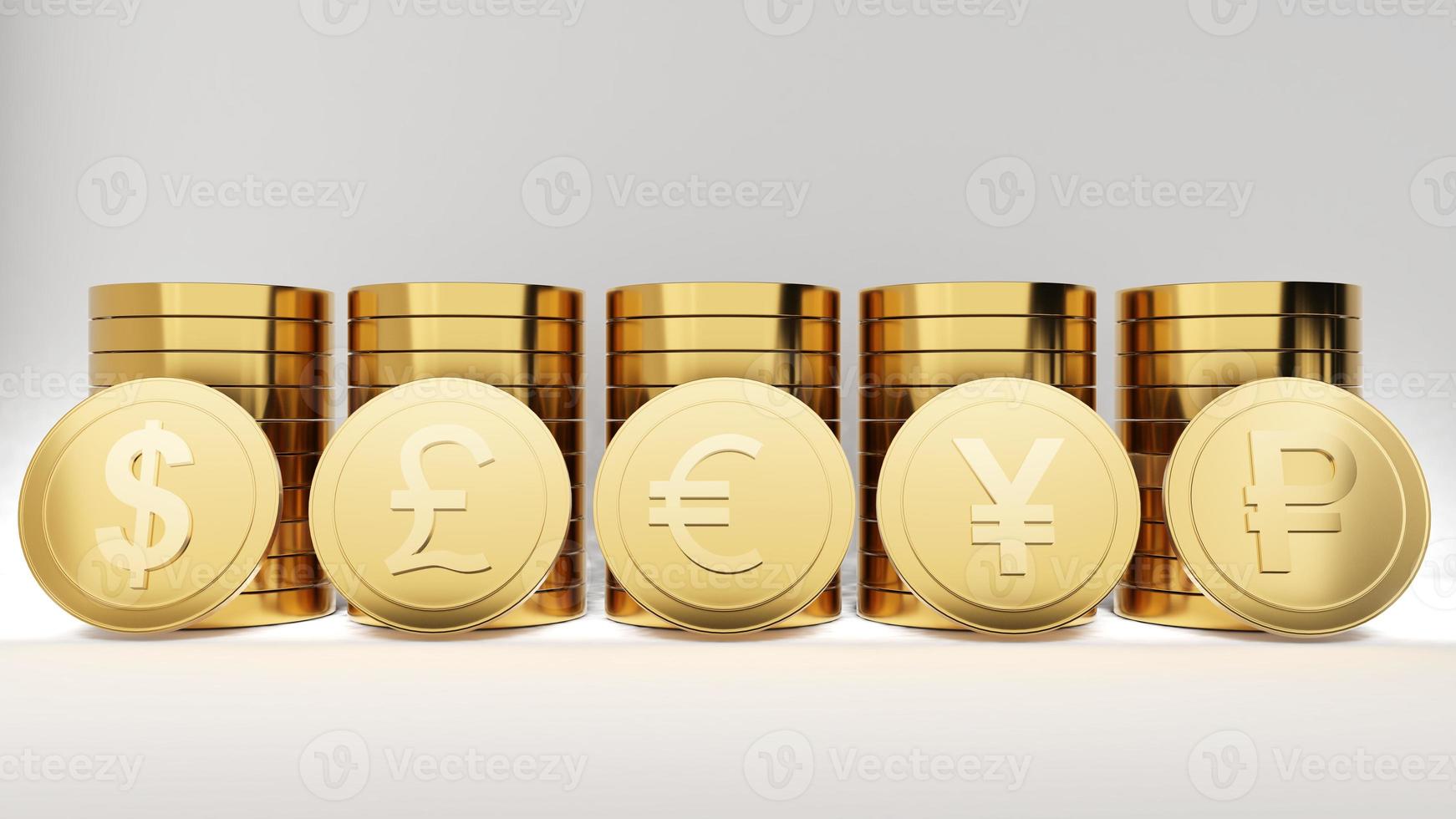 bild von uns, euro, japanische, britische münzen.,währung im devisenwährungssystem,welt der investitionsfinanzierung,3d-rendering foto