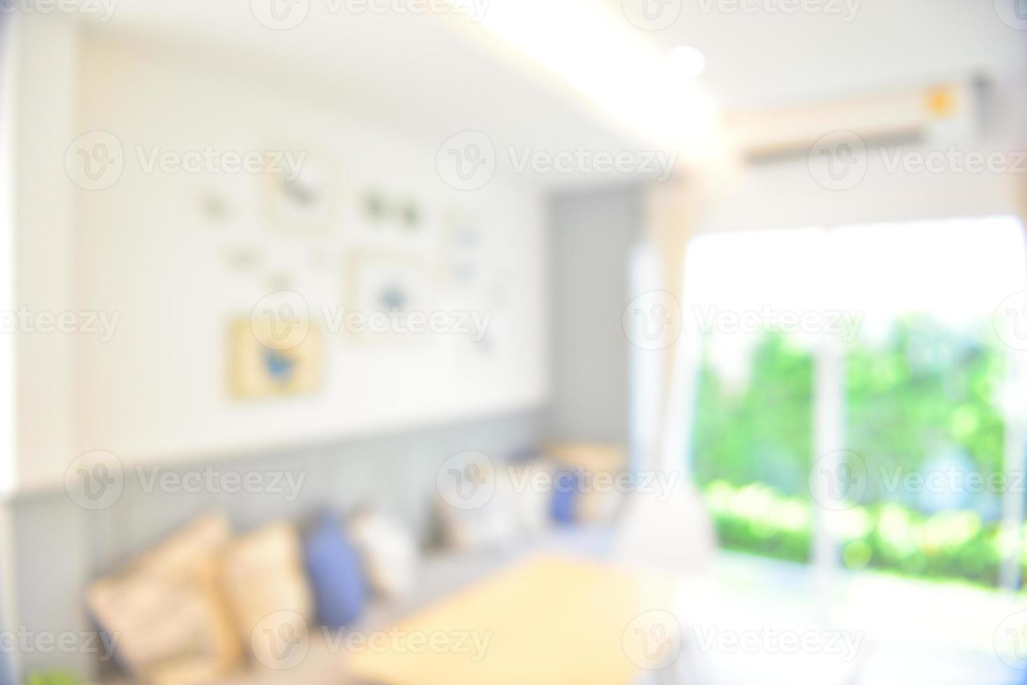 abstraktes Unschärfe-Wohnzimmer-Interieur für den Hintergrund foto