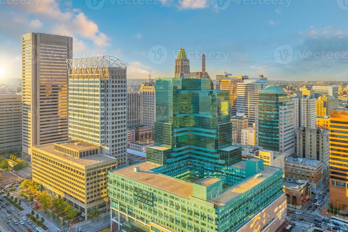Skyline der Innenstadt von Baltimore, Stadtbild in Maryland, USA foto
