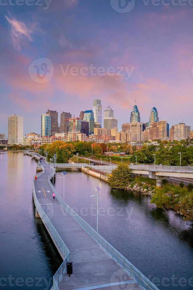 philadelphia skyline der innenstadt, stadtbild in pennsylvania foto