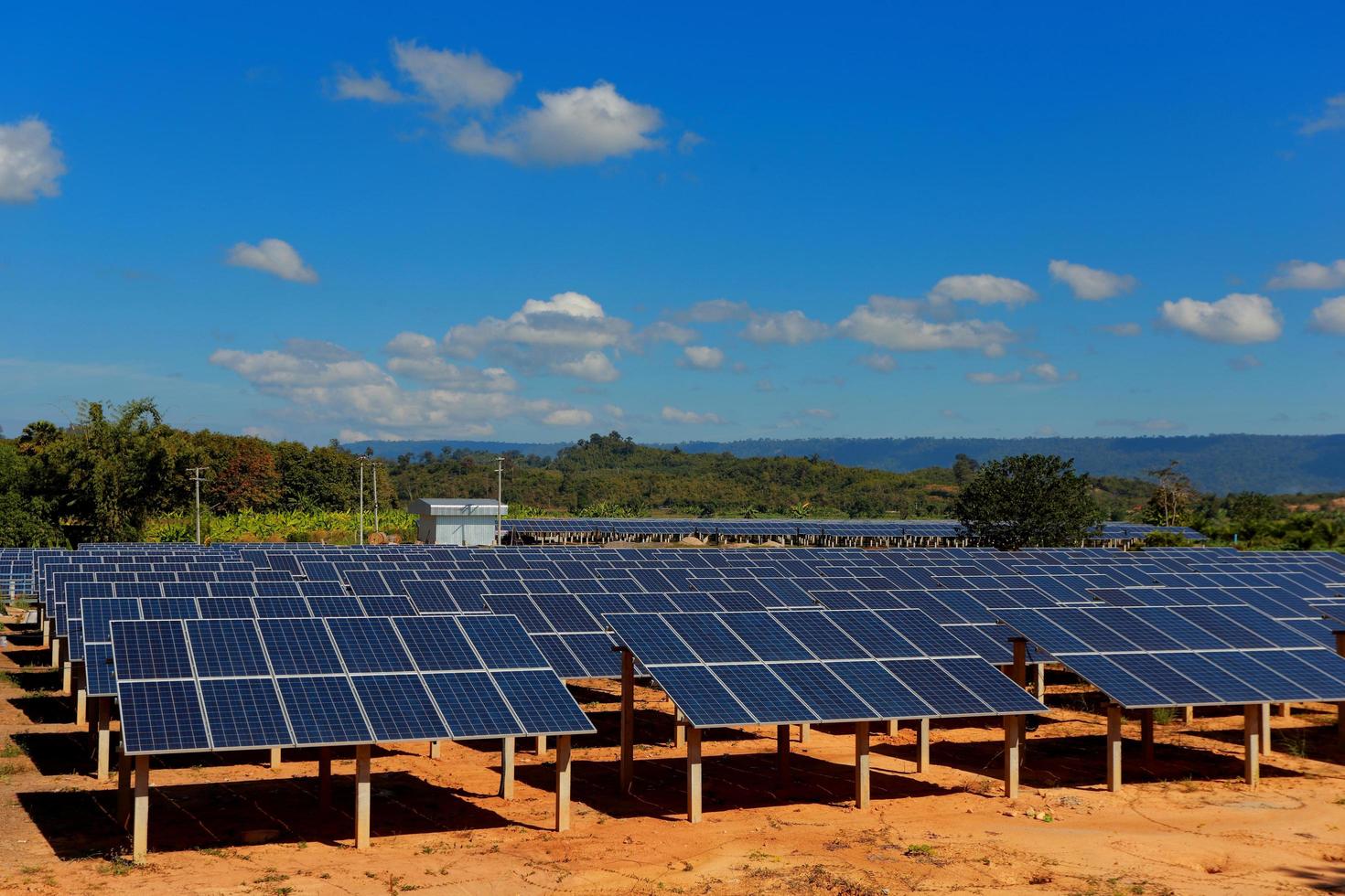 Solarzellen auf einem großen Feld foto