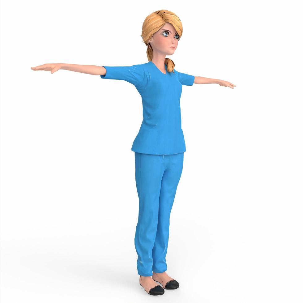 3D-Darstellung eines Krankenschwestermädchens foto
