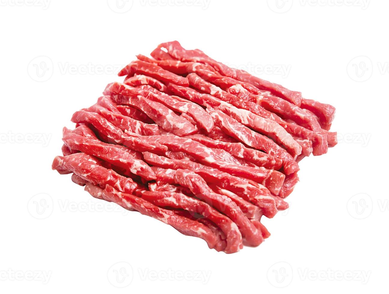 rohes Fleisch Angus Pfannengerichte, Hackfleisch isoliert auf weißem Hintergrund foto