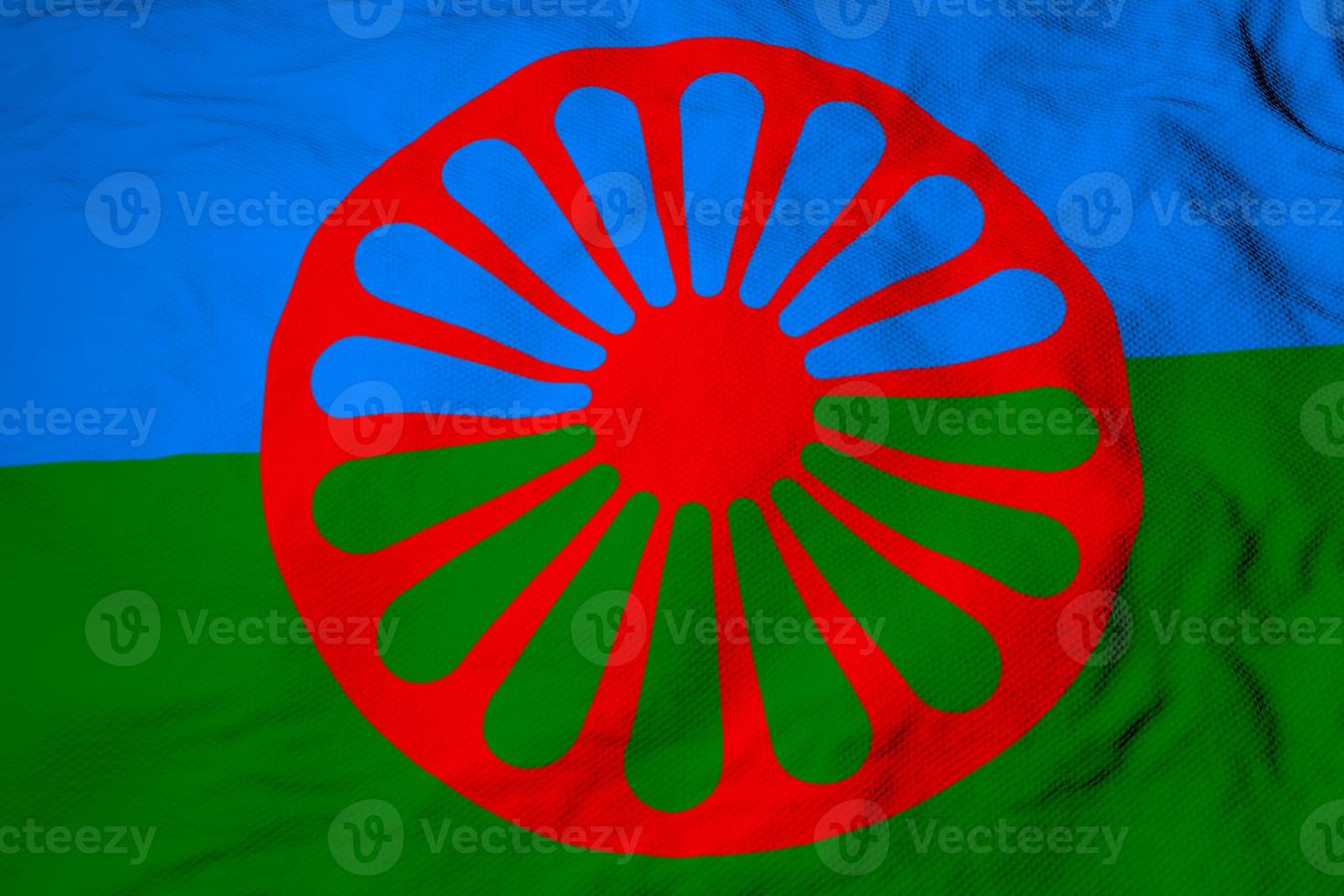 Roma-Flagge in 3D-Darstellung foto