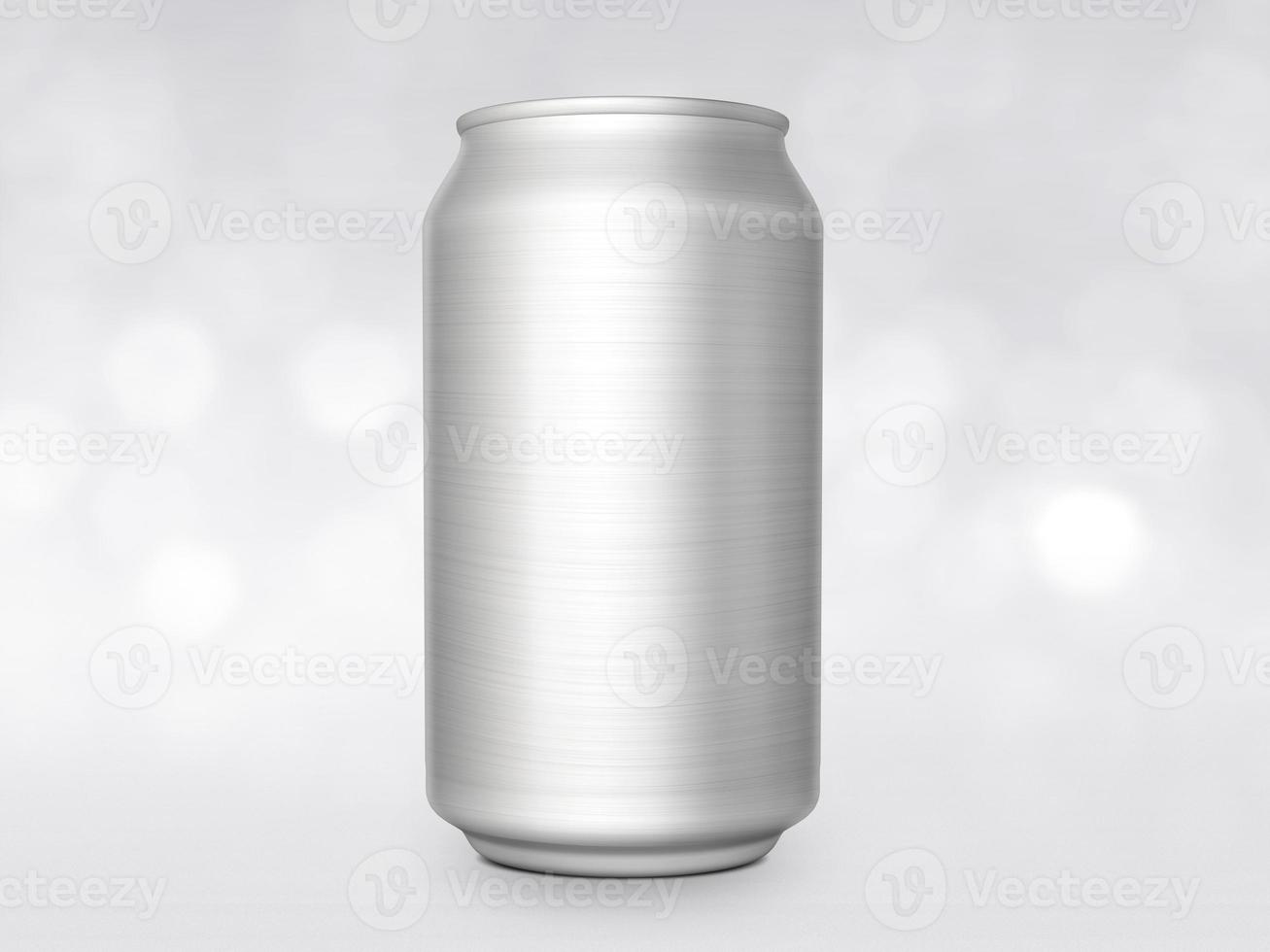 Aluminiumdose isoliert auf glänzendem Bokeh-Hintergrund foto
