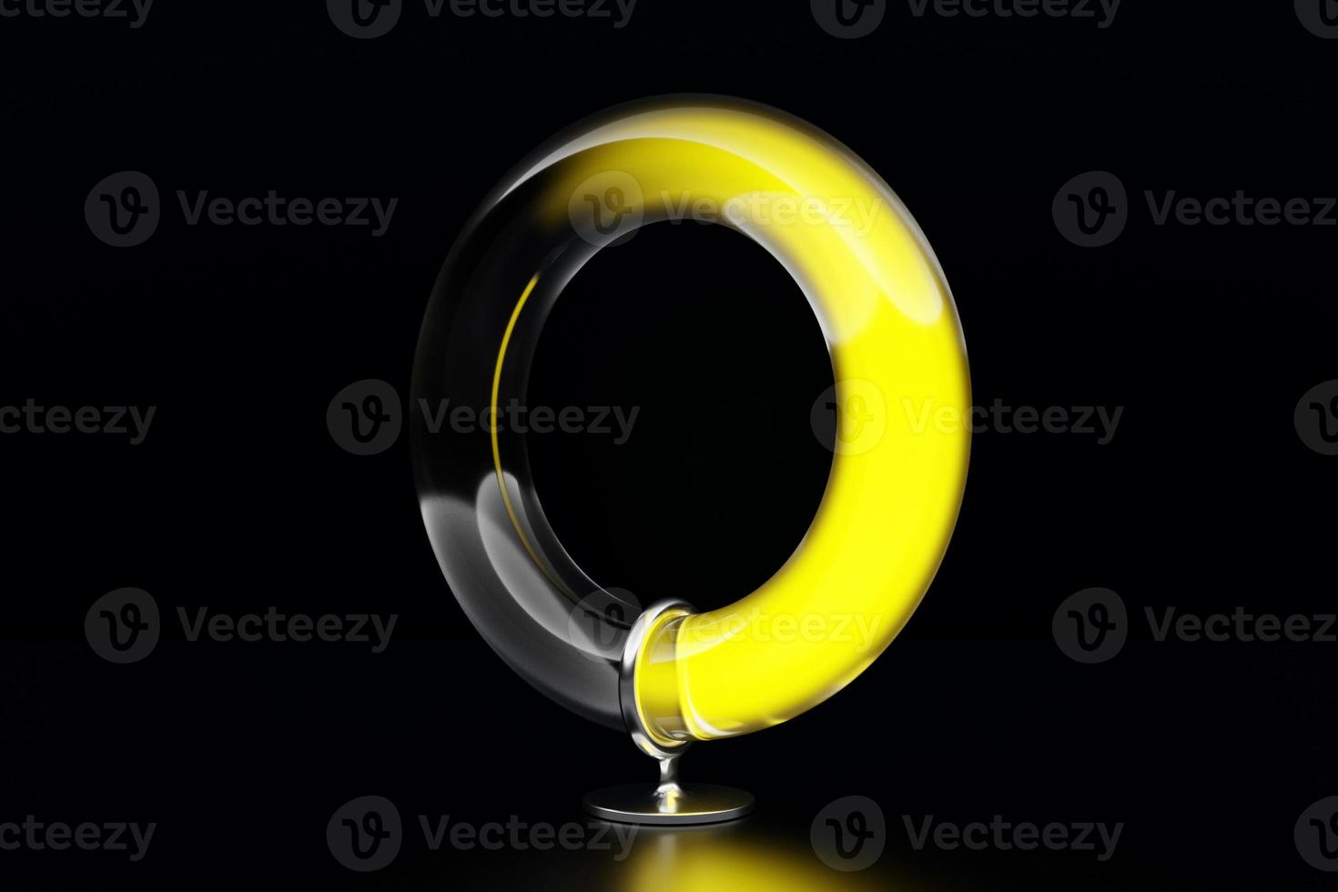 3D-Darstellung kreisförmiger Ladebalken mit einem Indikator in der Mitte in der gelben Zone. Ringe des Fortschritts foto