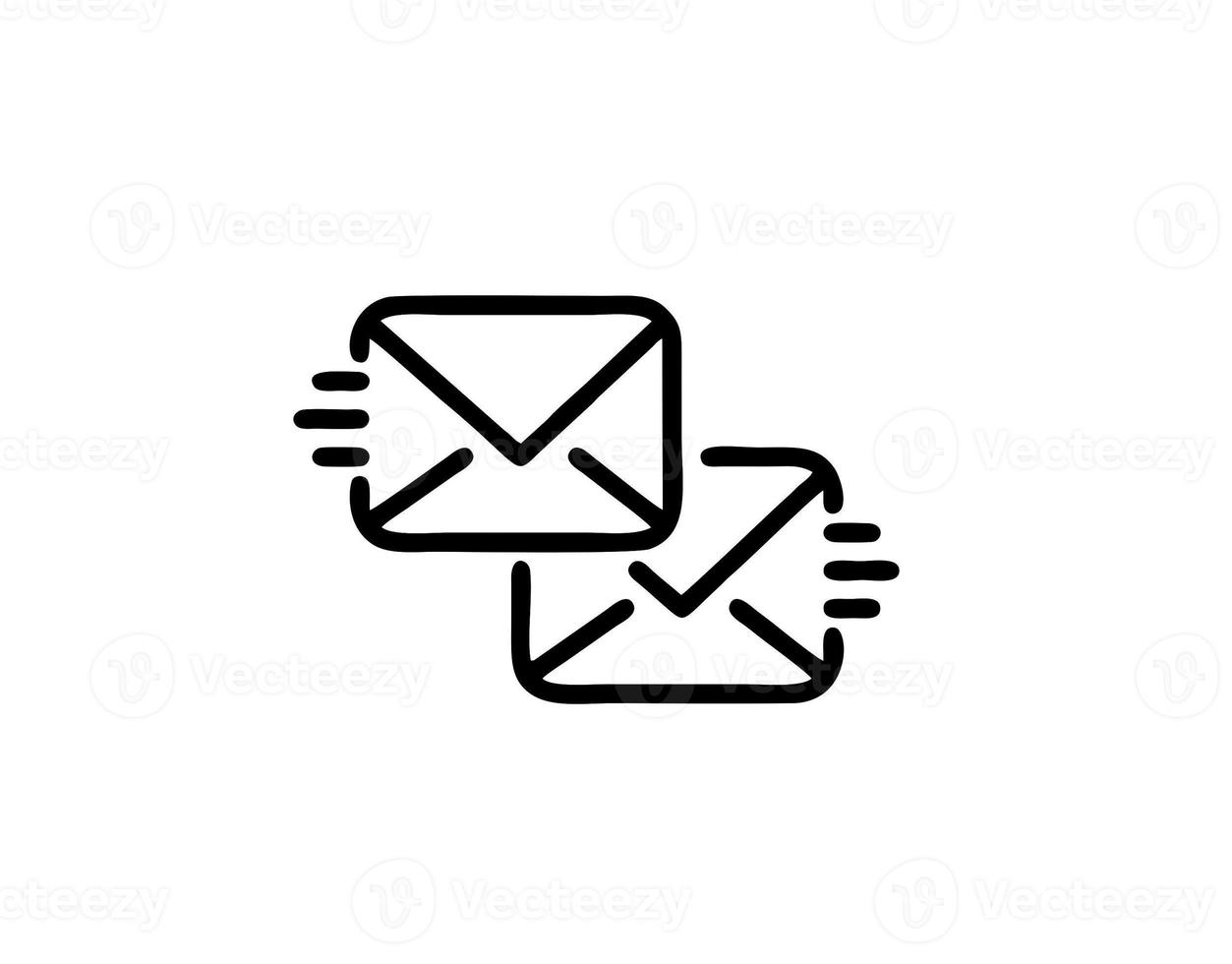 Umschlagsymbol in weißem Vektorbild, Abbildung des Umschlags in Schwarz auf weißem Hintergrund, ein Nachrichtendesign auf weißem Hintergrund foto