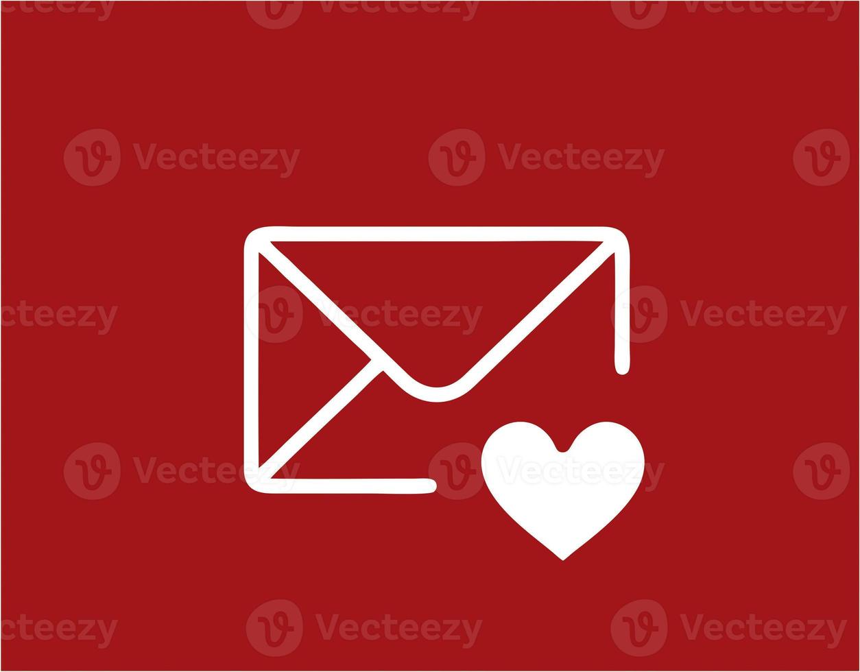 Umschlagsymbol in rotem Vektorbild, Abbildung des Umschlags in Weiß auf rotem Hintergrund, ein Nachrichtendesign auf rotem Hintergrund foto