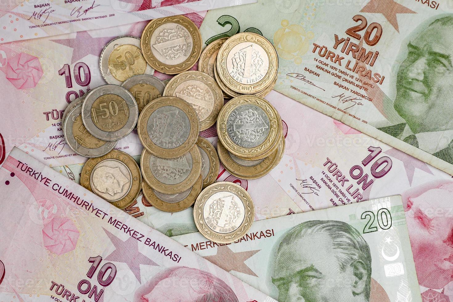 Bündel türkische Lira foto