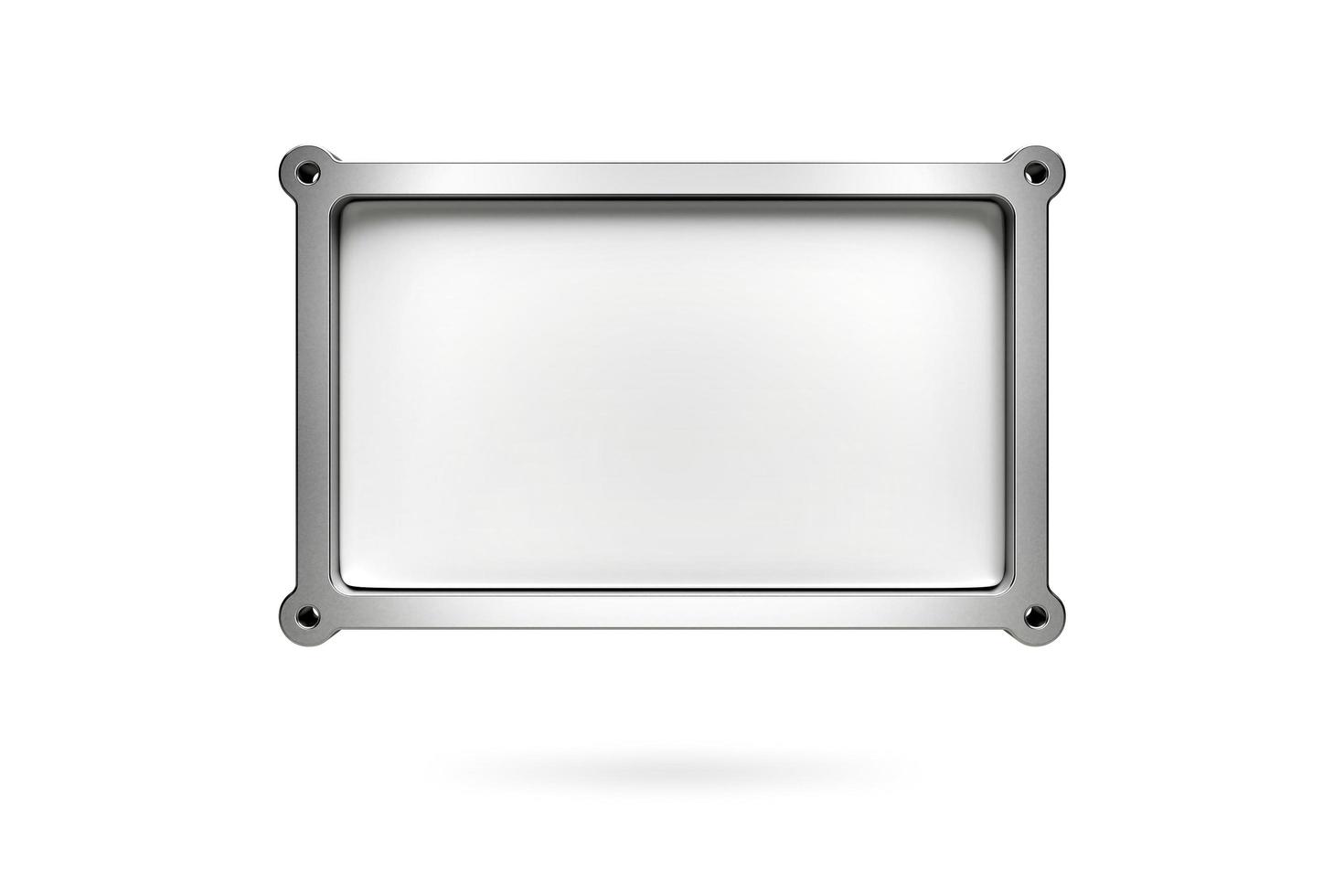 Stahlbilderrahmen isoliert auf weißem Hintergrund mit Kopierraum, leerer dünner Rahmen mit leerem Raum für dekorative Zwecke. 3D-Rendering. foto