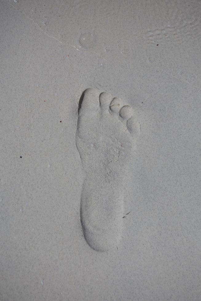 einzelner Fußabdruck am Sandstrand foto