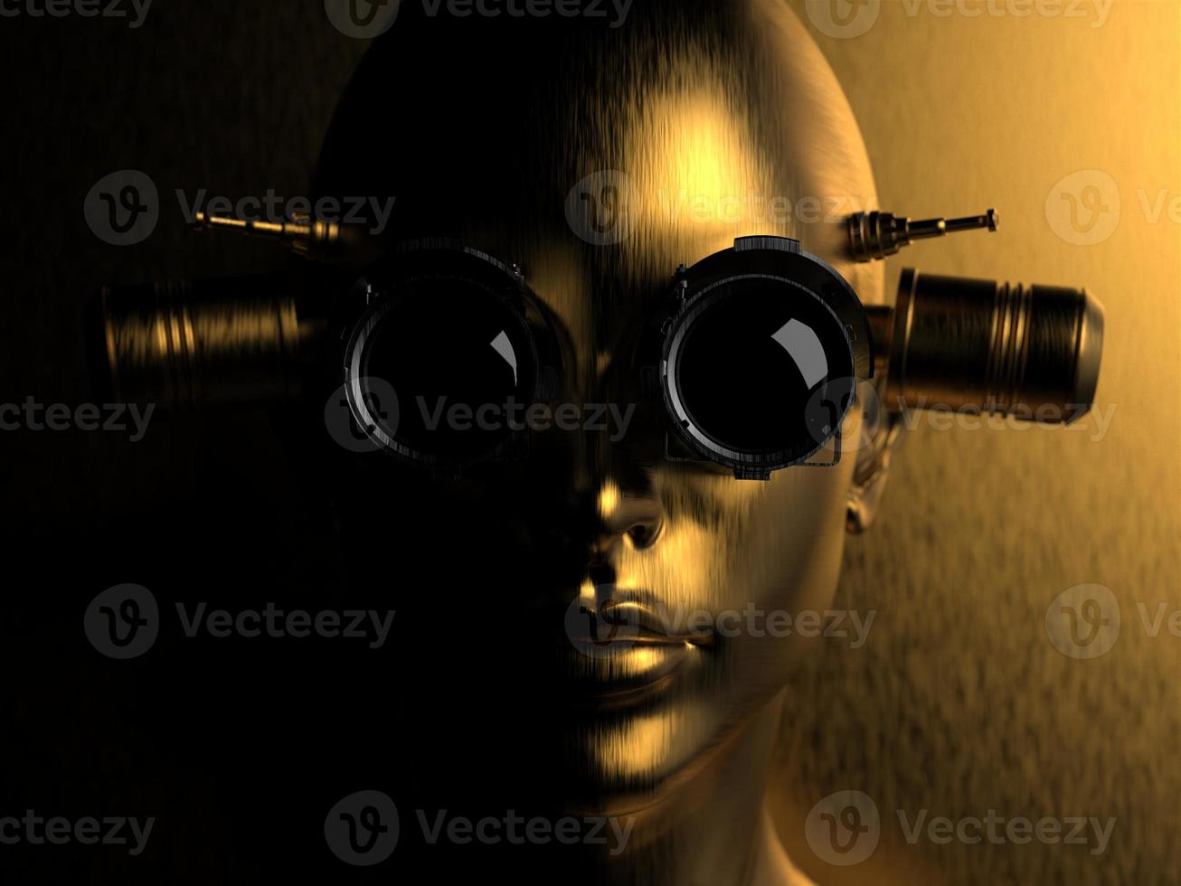 Kybernetischer Organismus. Porträt eines Mädchens. 3D-Darstellung zum Thema Zukunft. Spiele und virtueller Raum foto