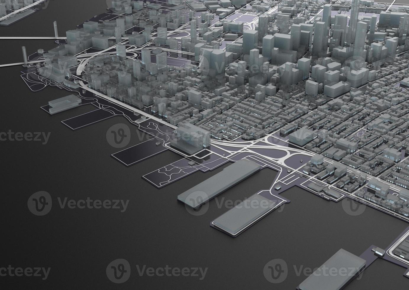 großstadt draufsicht. illustration im lässigen grafikdesign. fragment hong kong 3d rendern foto