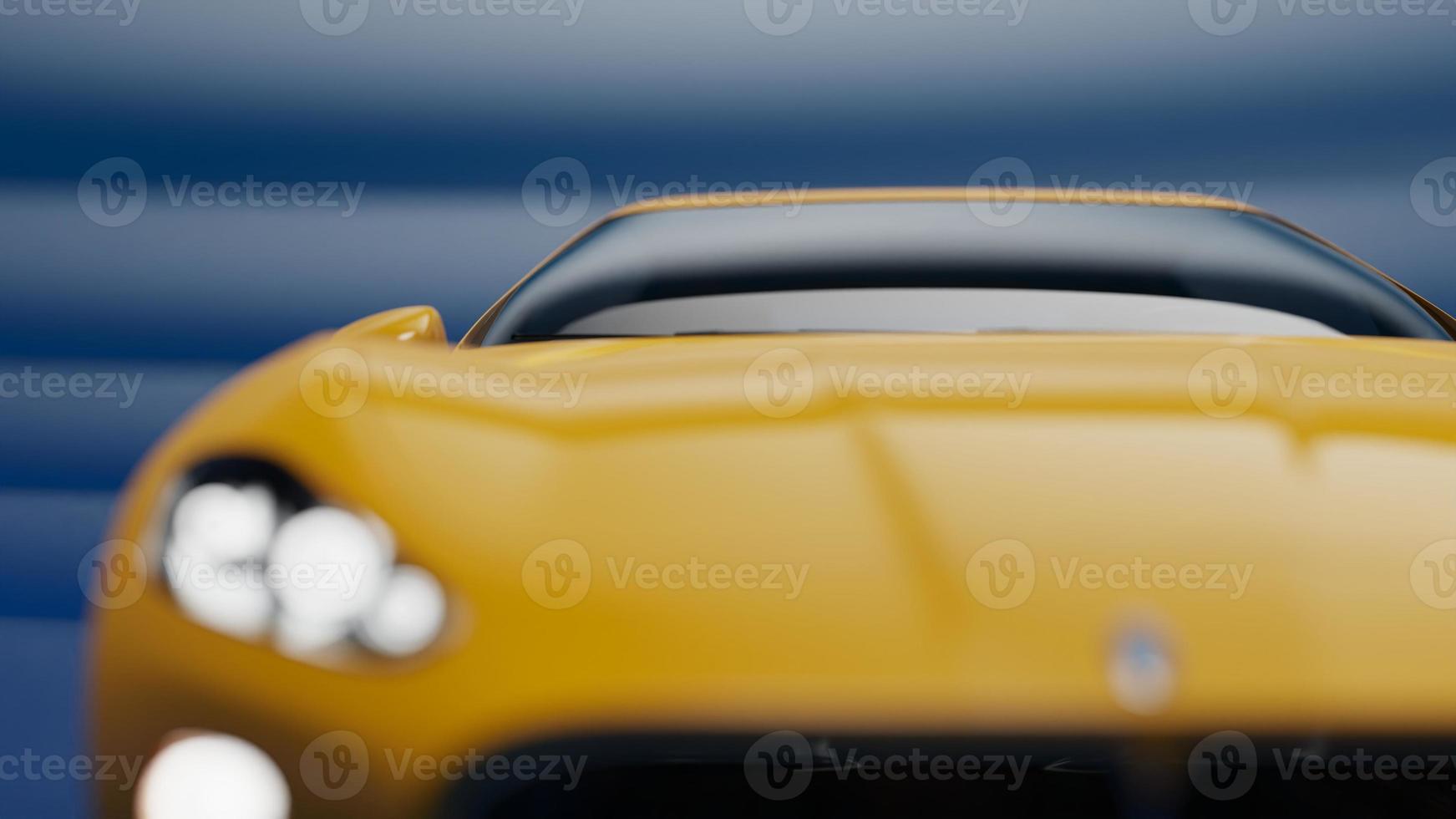auto gelb. 3D-Darstellung von Fahrzeugfragmenten auf weißem Hintergrund. foto