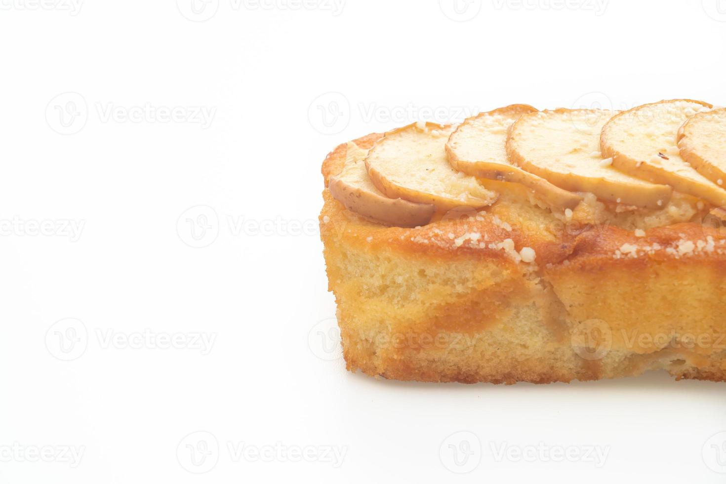 Apfelkuchen Streuselkuchen auf weißem Hintergrund foto