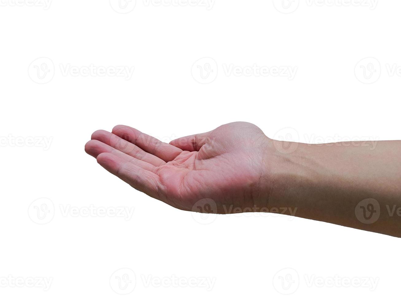 Hand offen. Geste isoliert auf weißem Hintergrund mit Beschneidungspfad. foto