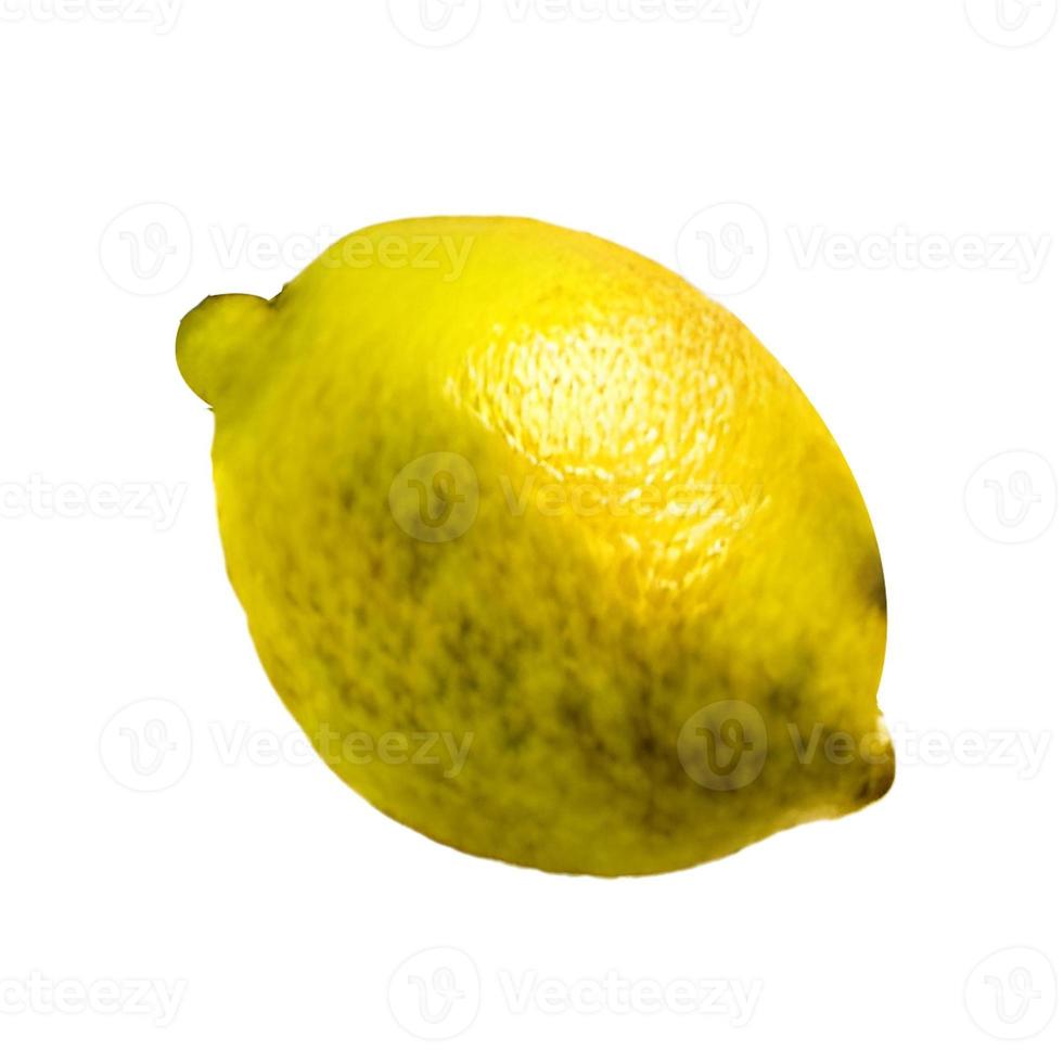 Zitronenfrucht und halb geschnittene Zitrone isoliert auf weißem Hintergrund Beschneidungspfad foto