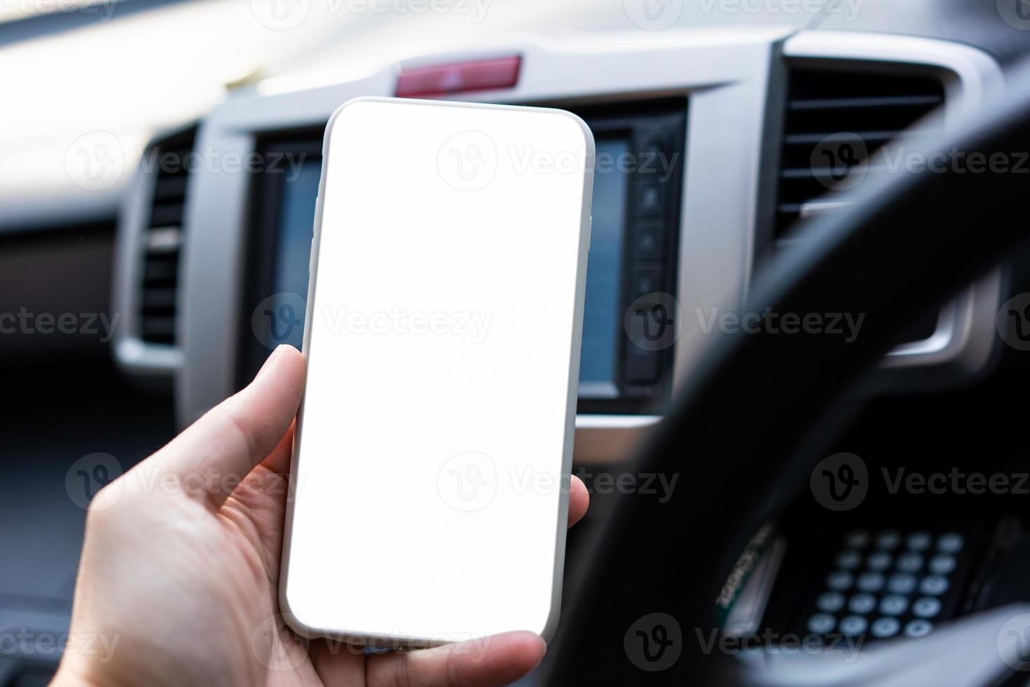 Mockup-Telefon im Auto foto