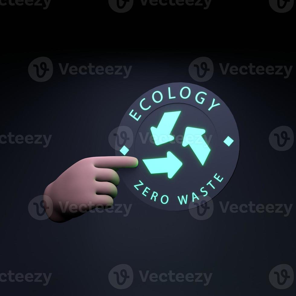 die hand hält eine neonikone zum thema eco. Ökologie-Konzept. 3D-Rendering. foto