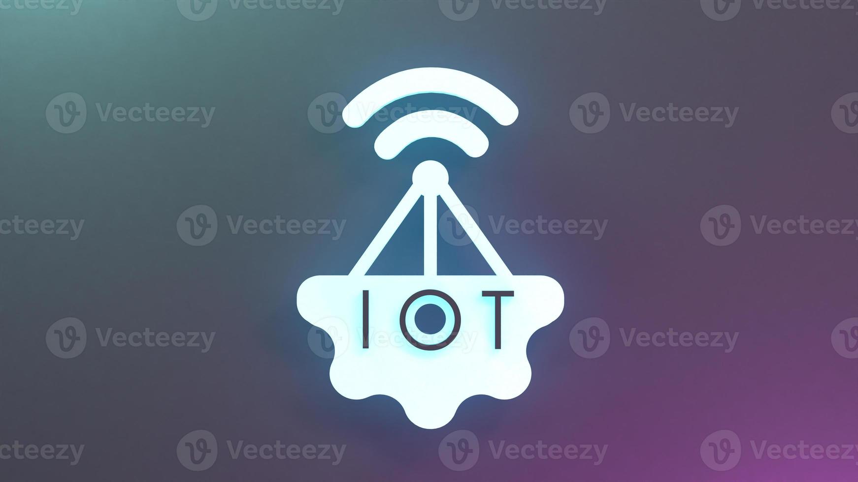 Neon-Internet-Ding-Logo-Symbol. iot-Konzept. 3D-Darstellung. foto