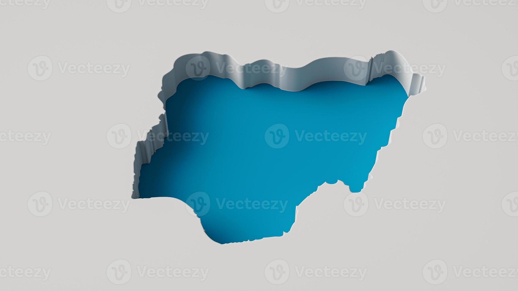 Nigeria-Karte 3D-innere extrudierte Karte Meerestiefe mit innerem Schatten. foto