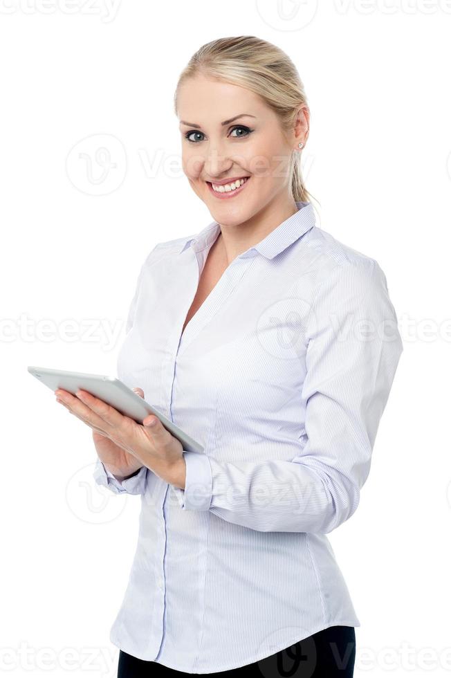attraktive Corporate Lady mit Touchpad foto
