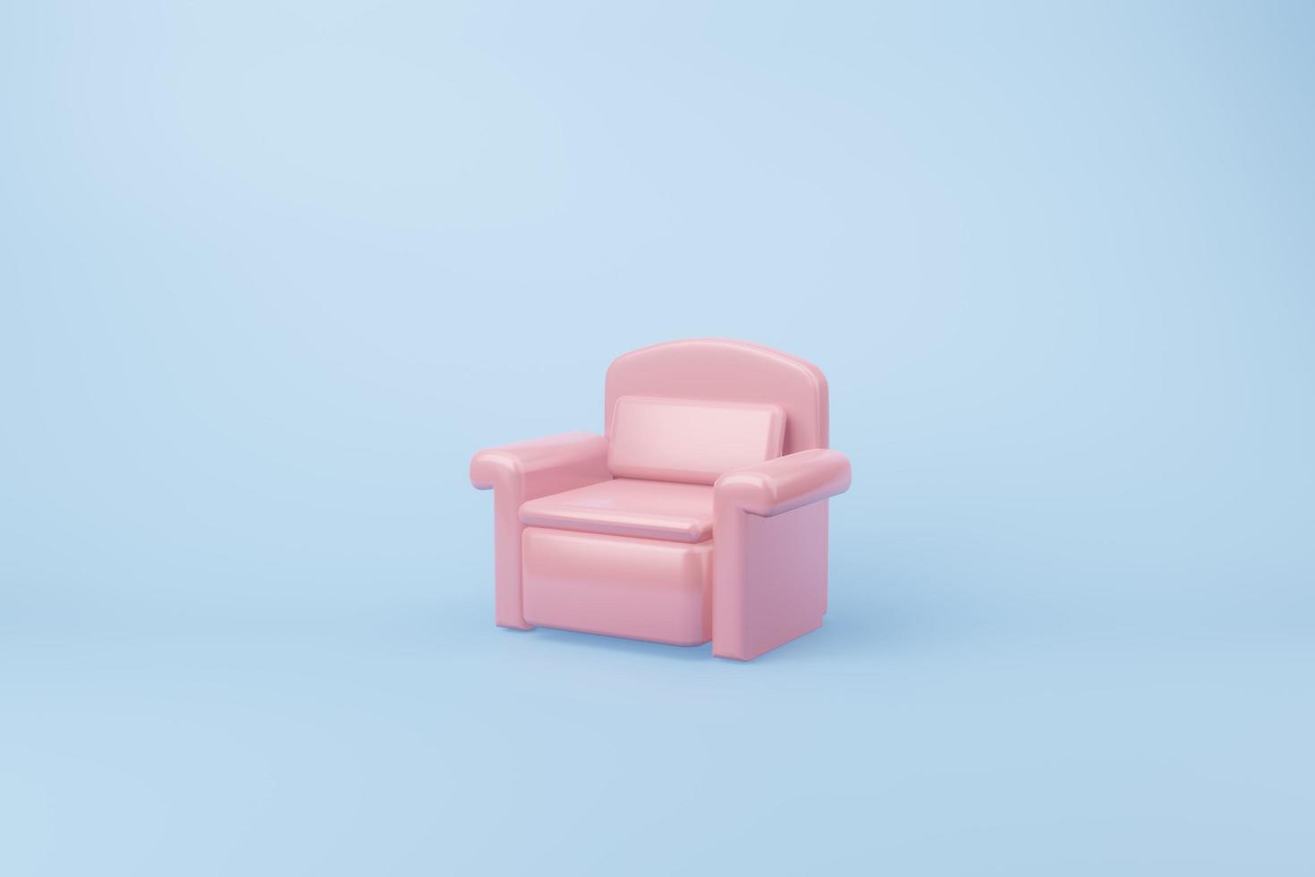 rosa sesselsofa mit 3d-illustration, leerer sitz luxussofa hellblauer hintergrund foto