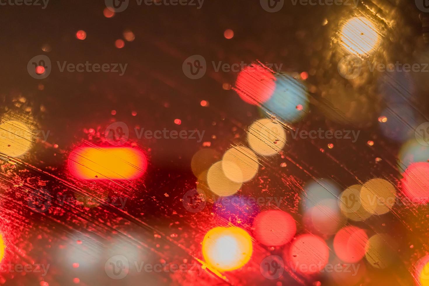 Verwischen Sie Auto Auf Straße in Der Stadt Mit Bokeh Orange Licht