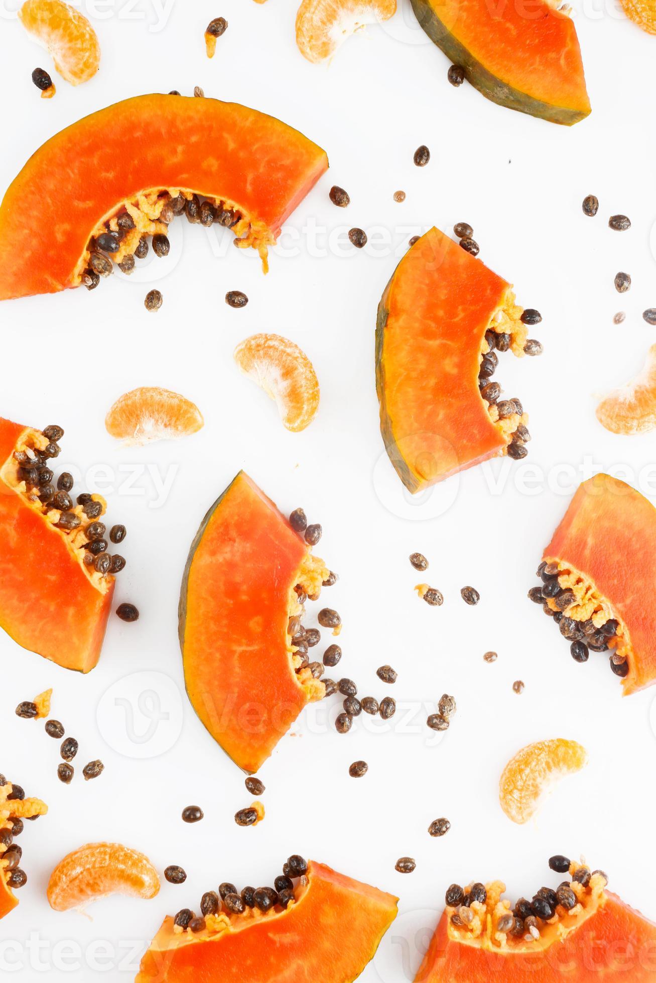Papaya und Mandarine Frucht Hintergrund foto