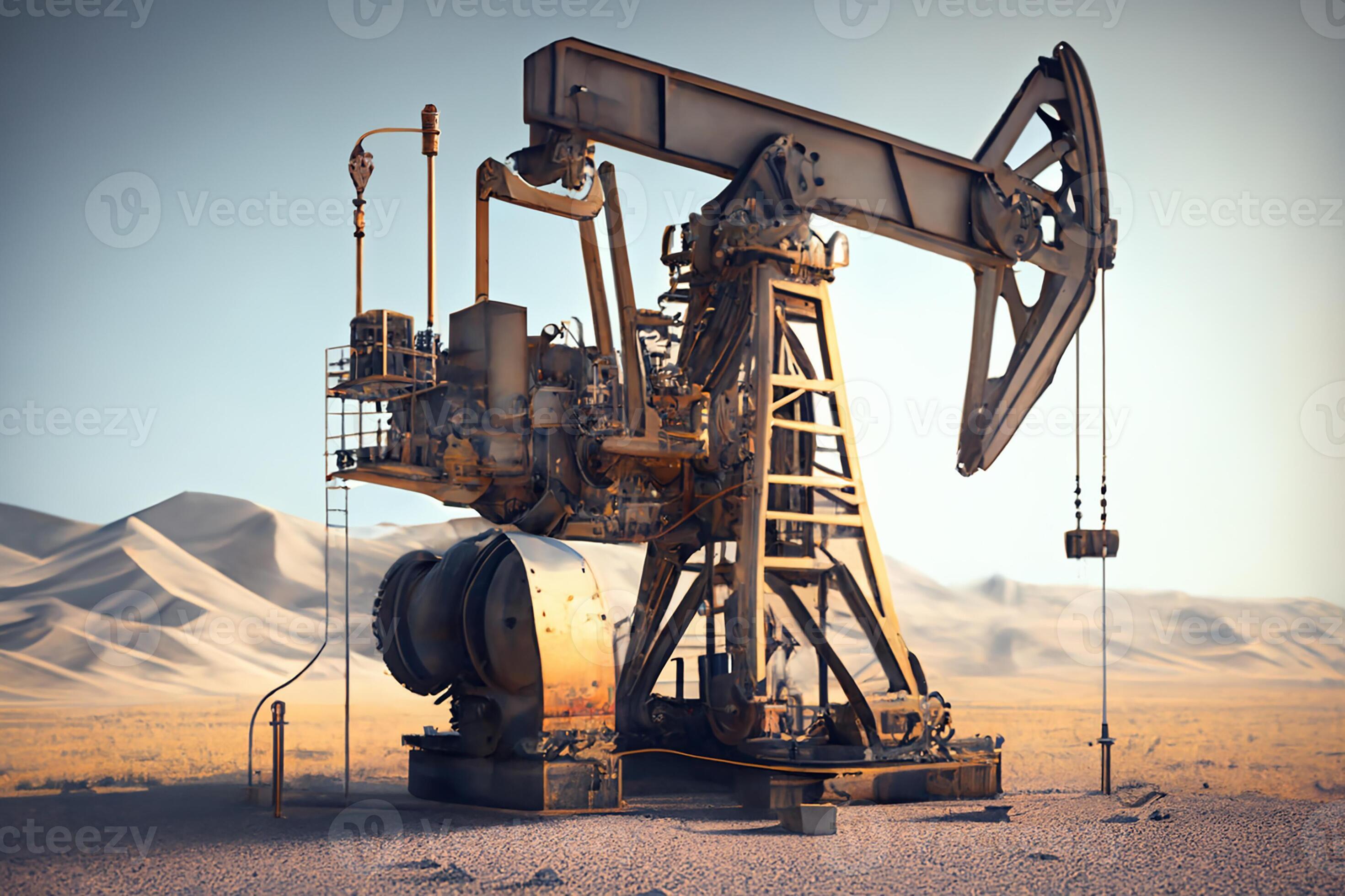 ein verlassen Öl Anlage, ein Öl Pumpe im ein sandig Wüste. Öl