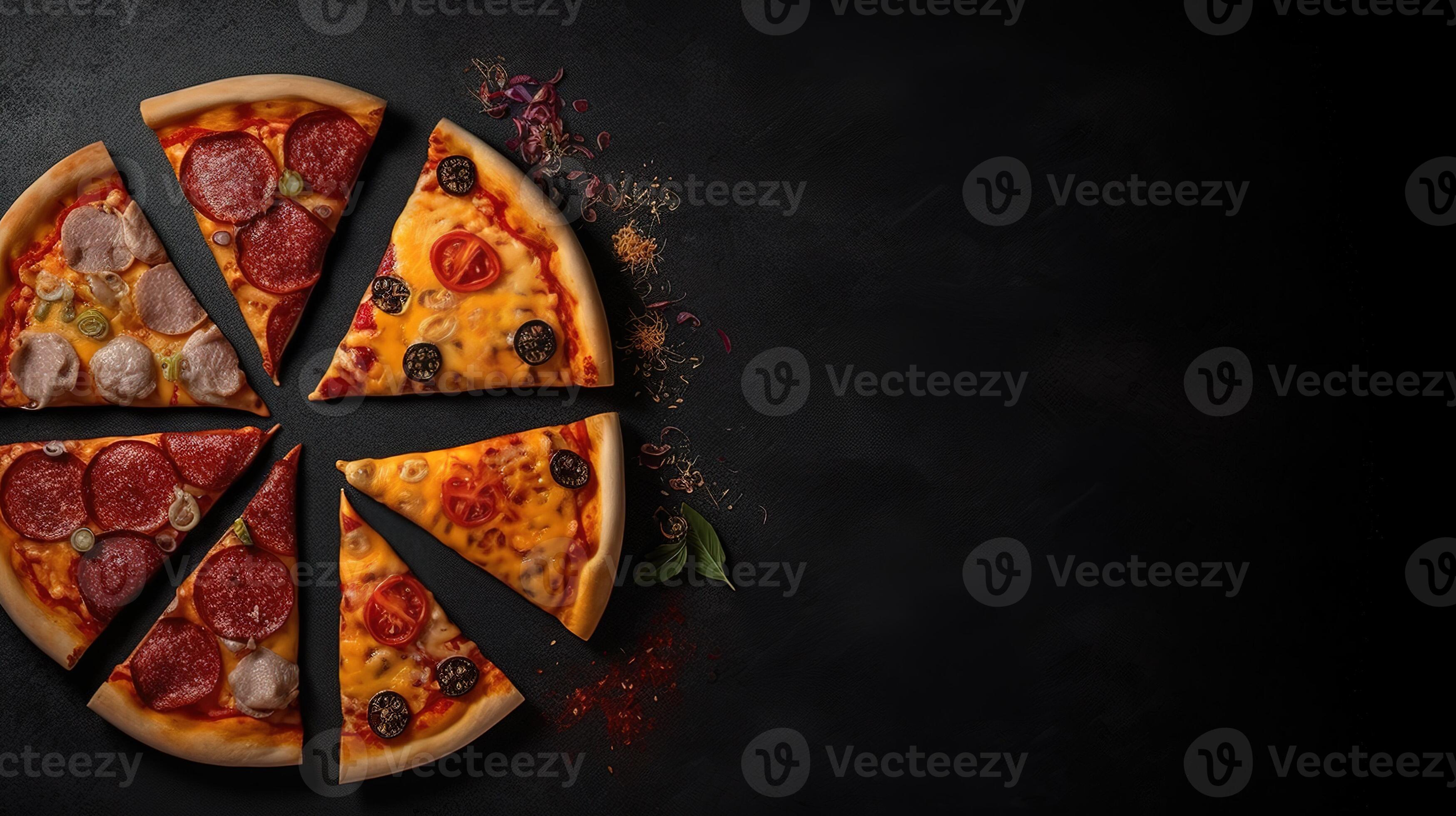 oben Aussicht köstlich Pizza mit Text Raum Attrappe, Lehrmodell, Simulation  Hintergrund mit generativ ai 22807227 Stock-Photo bei Vecteezy