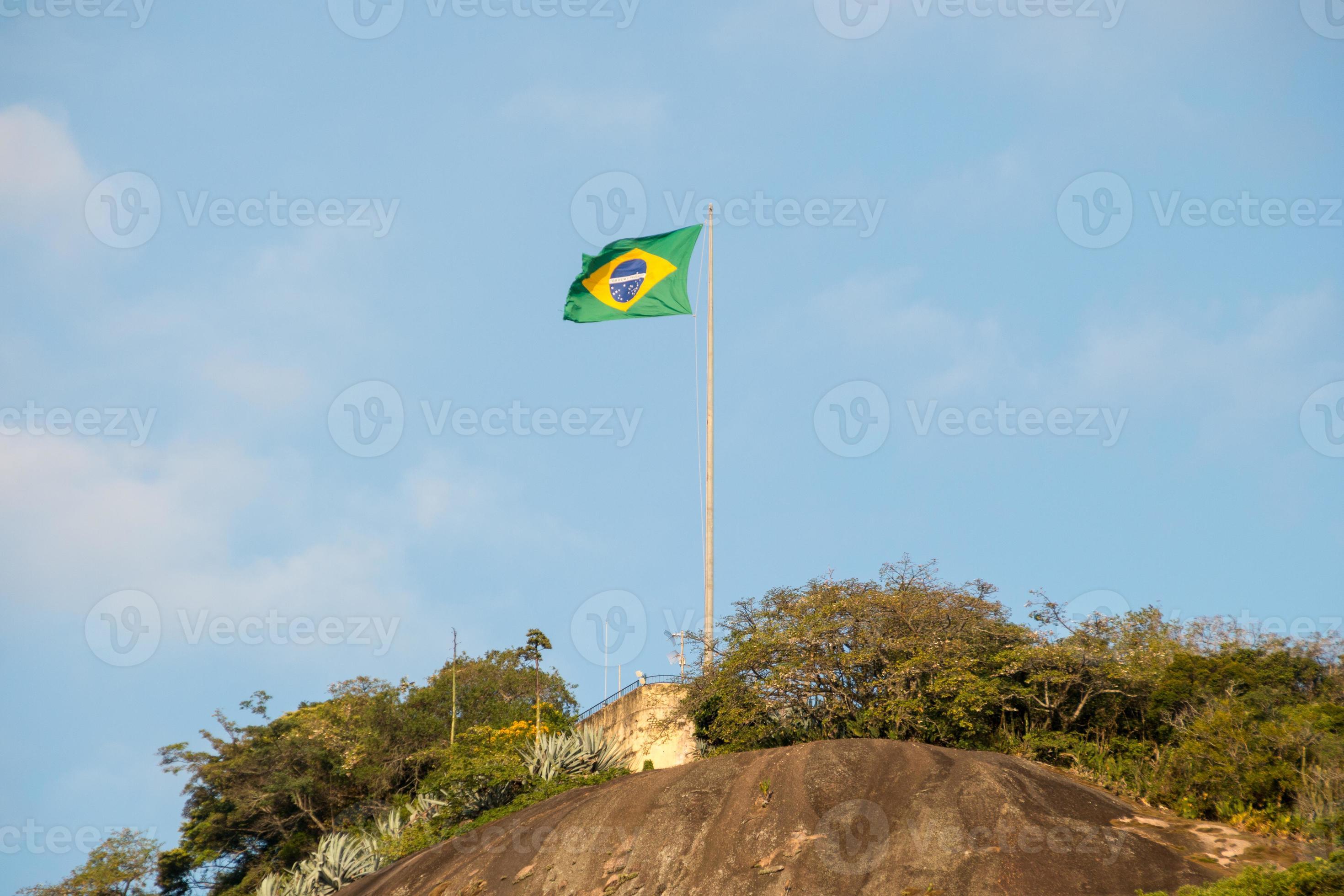 Brasilien Flagge auf dem Ruderstein in Rio de Janeiro. foto