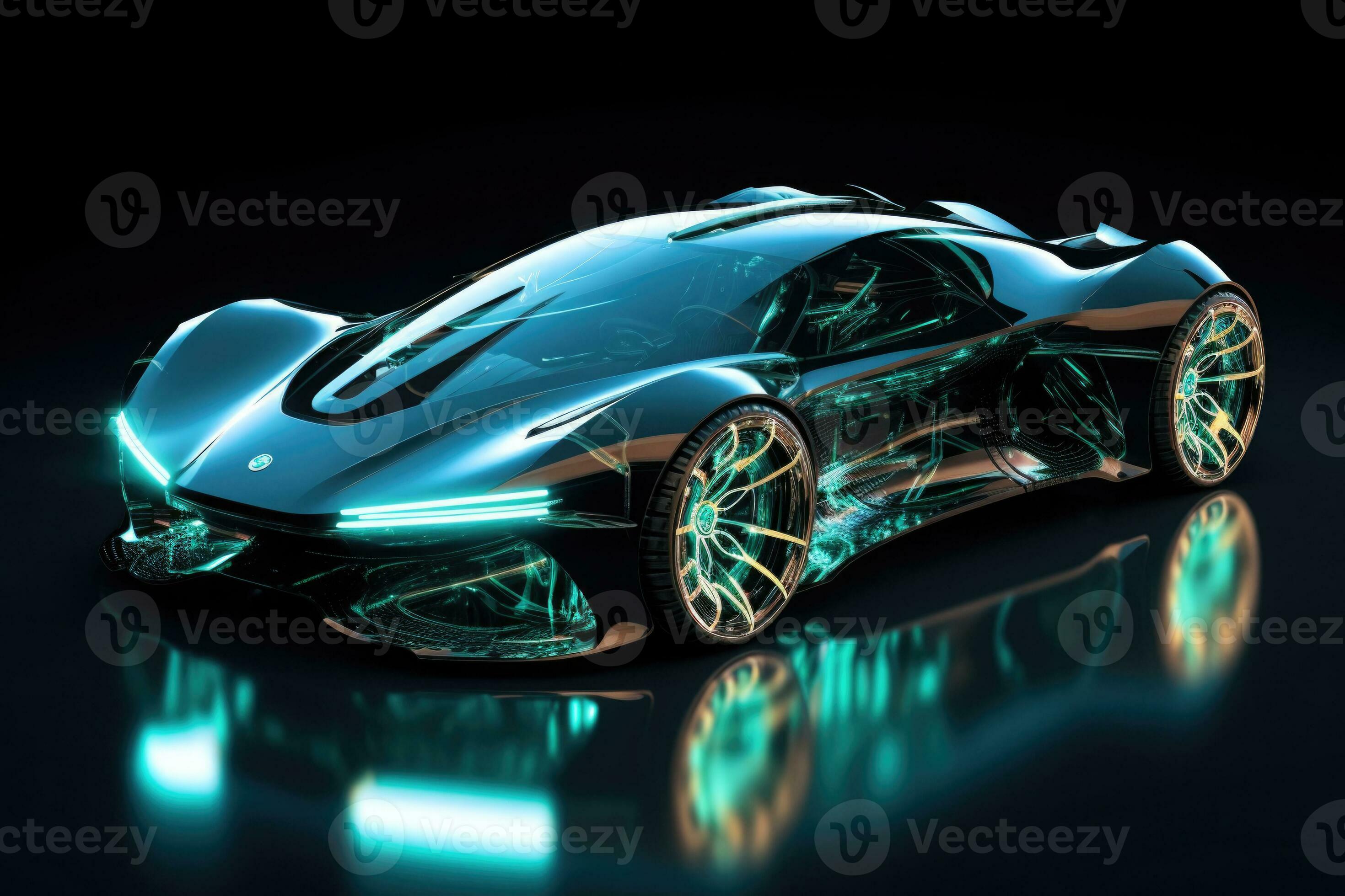 futuristisch Sport Auto mit glühend LED Beleuchtung. generativ ai 26789542  Stock-Photo bei Vecteezy