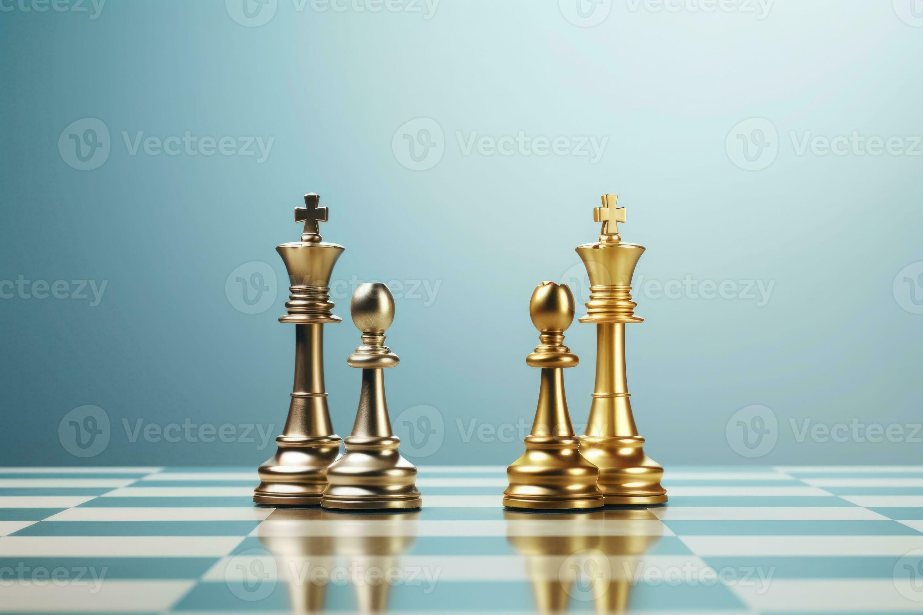 Golden King Und Queen Schach Stück Konzept Für Konkurrenz Und