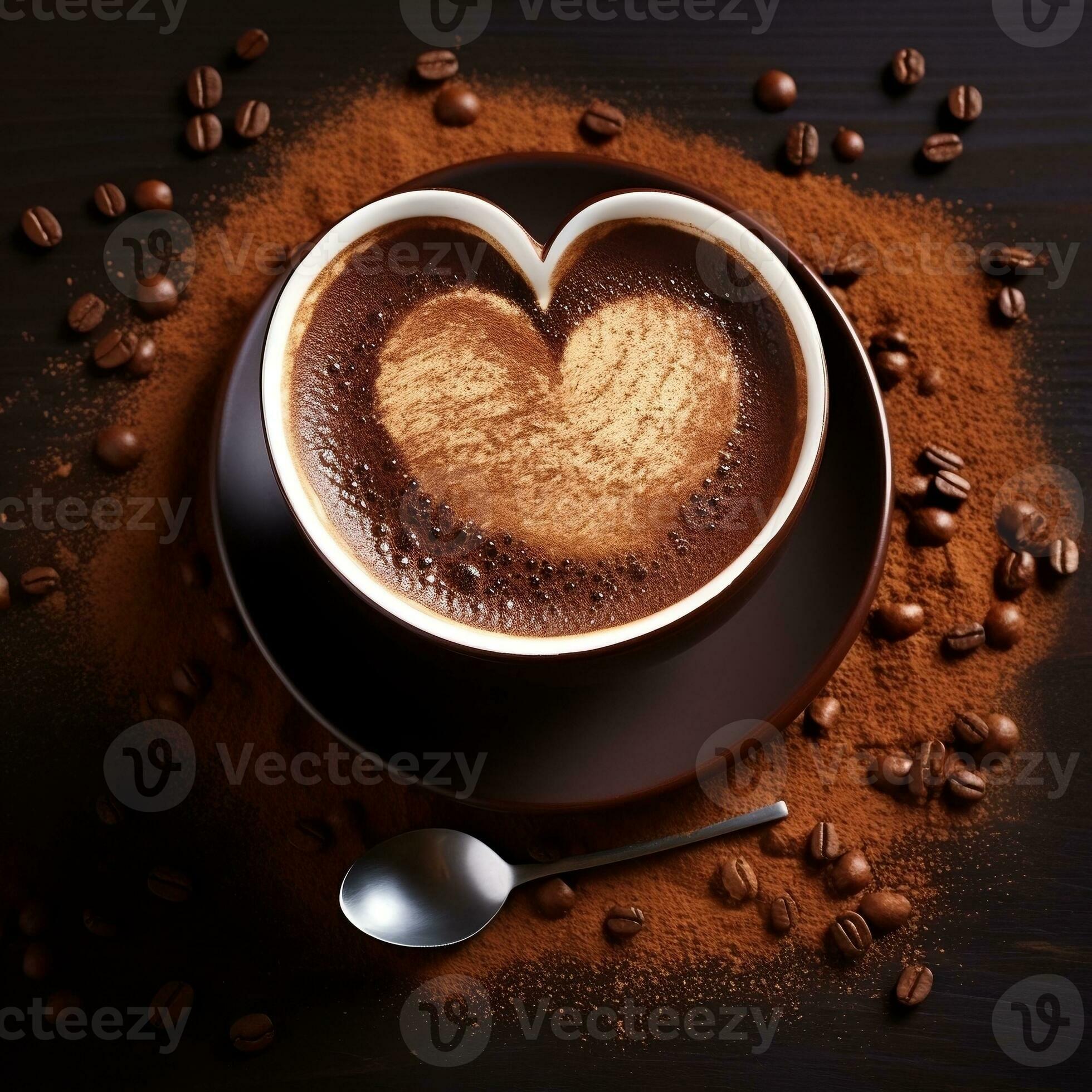Tasse Cappuccino Kaffee Mit Einer Prise Liebe Herz Auf Der