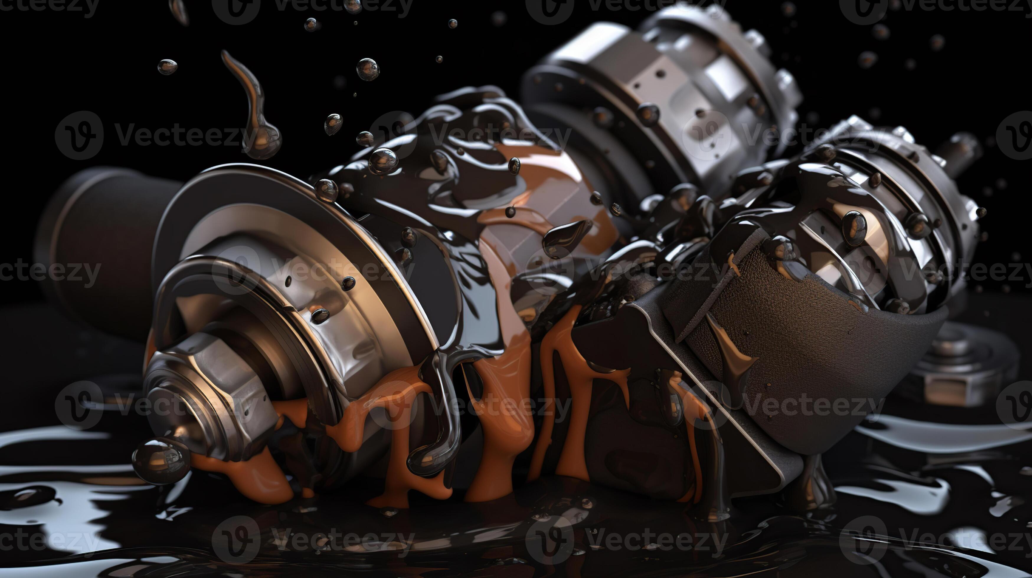 3d Illustration von Motor. Motor- Teile wie Kurbelwelle, Kolben mit Motor-  Öl Spritzen, generativ ai 27077859 Stock-Photo bei Vecteezy