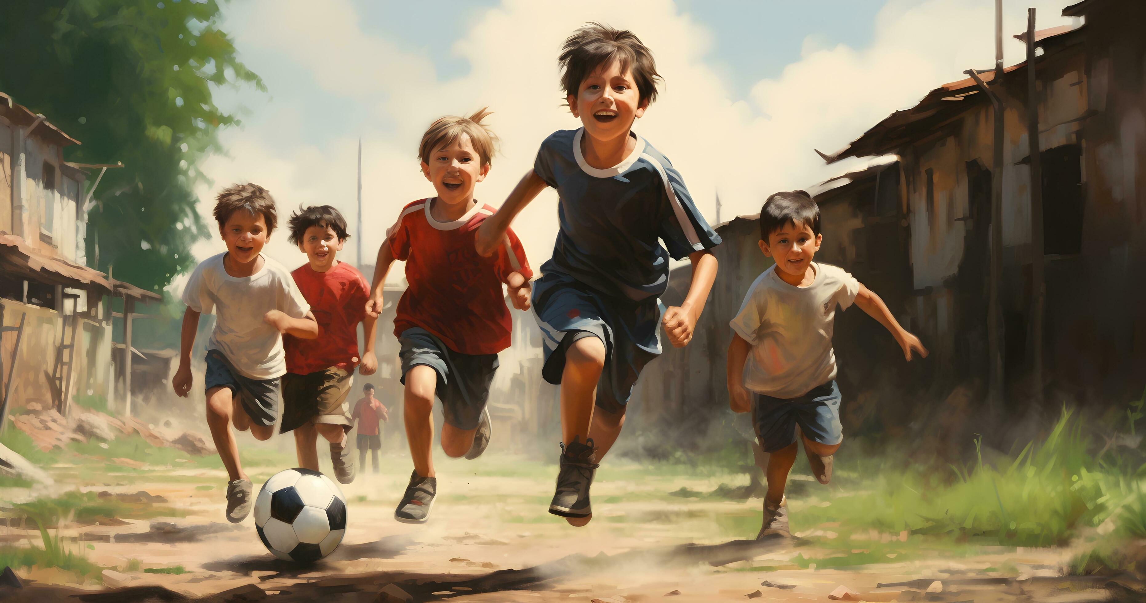 Kinder spielen Fußball generativ ai 28289953 Stock-Photo bei Vecteezy