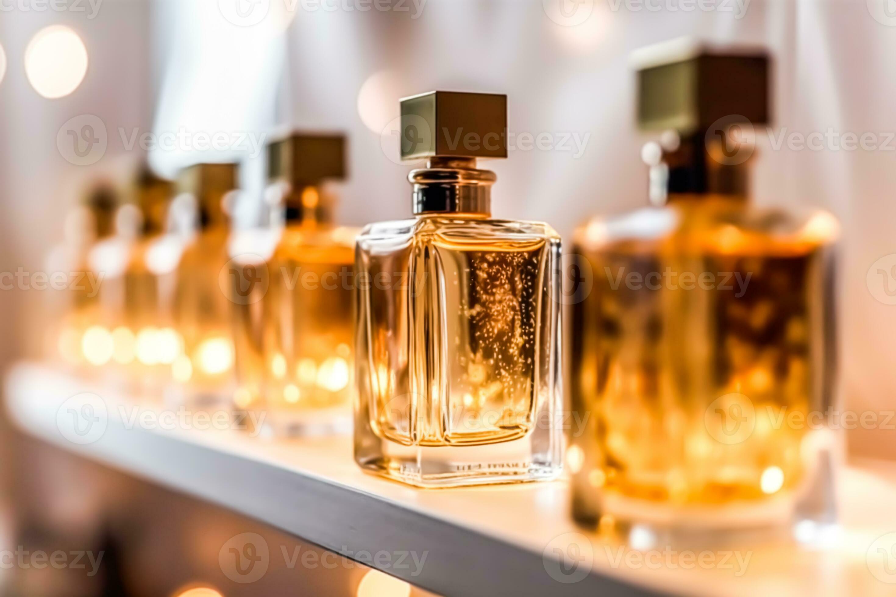 Luxus Parfüm Flaschen auf Anzeige beim ein Präsentation, Frauen Duft Duft  Neu exklusiv Sammlung, nachbearbeitet, generativ ai 29311644 Stock-Photo  bei Vecteezy