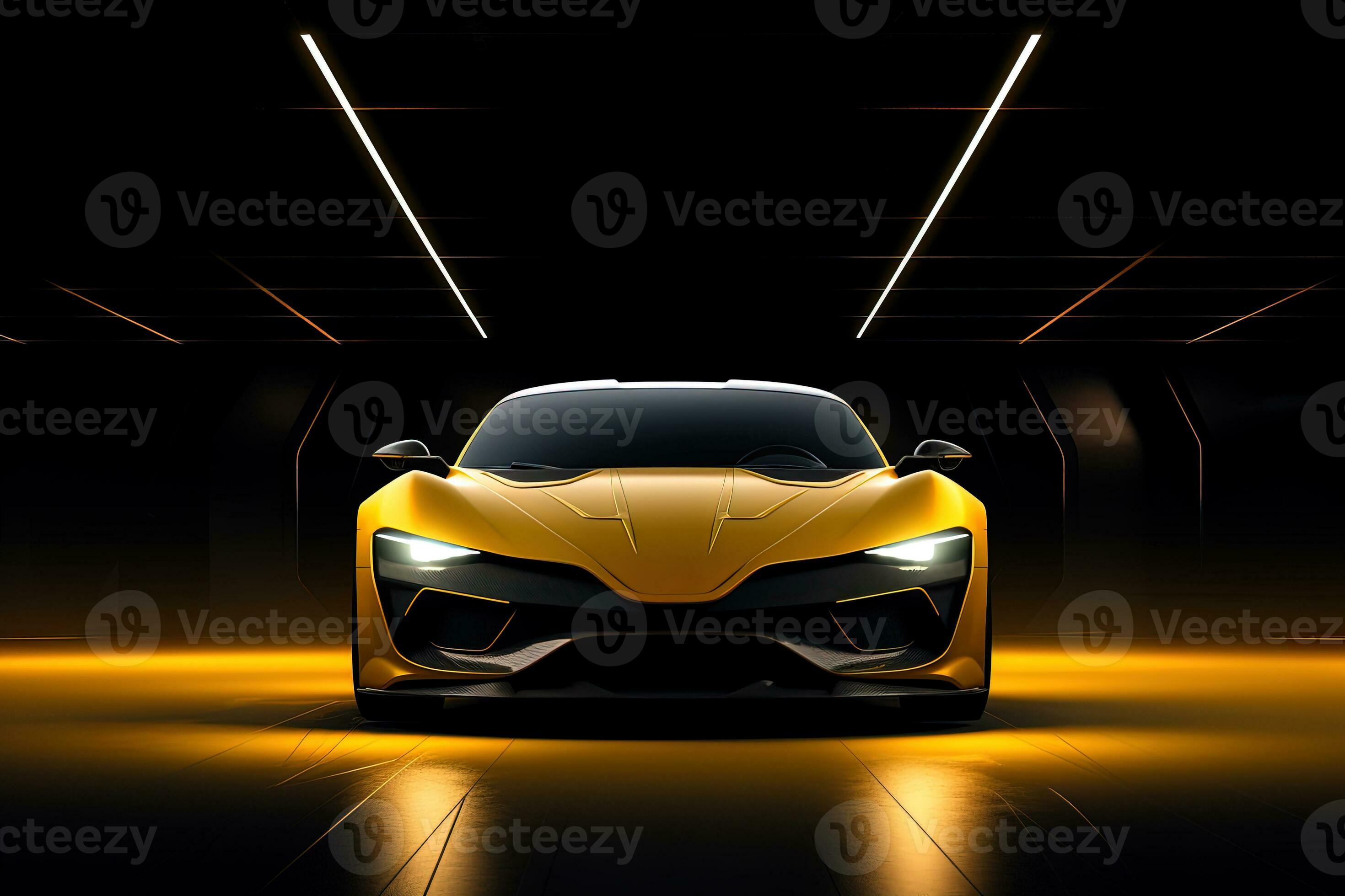 Gelb Sport Auto Hintergrund mit Fantastisch Licht bewirken Hintergrund. ai  generiert 30554549 Stock-Photo bei Vecteezy