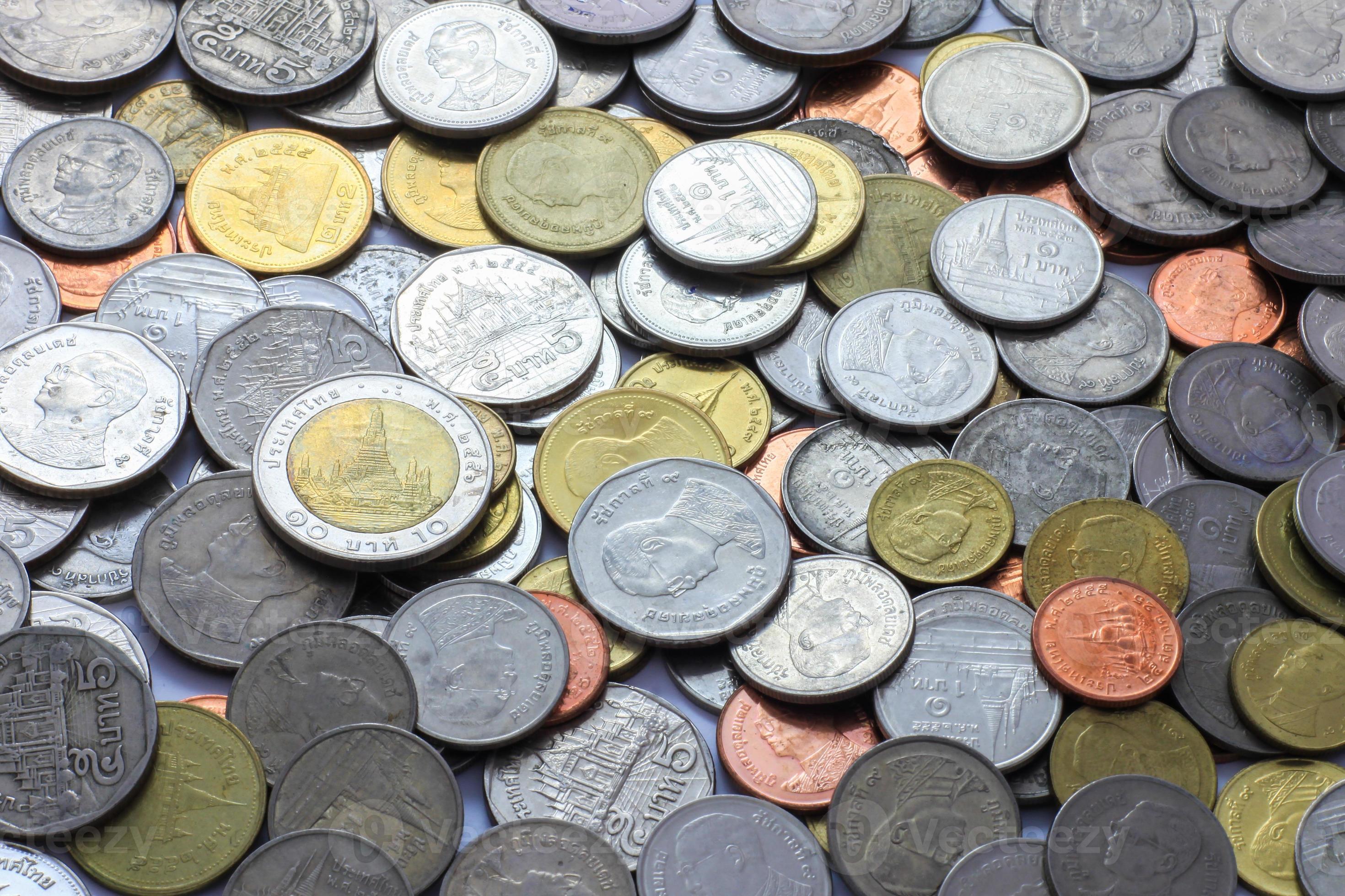 Münzgeld, thailändisches Münzgeld, Münzgeldhintergrund foto