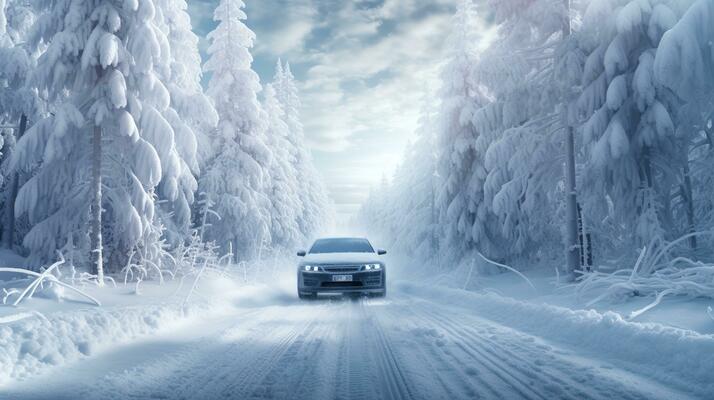 Autos Auf Dem Hof Sind Komplett Mit Schnee Bedeckt. Im Hintergrund