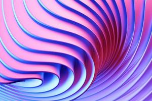 3D-Darstellung von lila leuchtenden Farblinien. Technologie-Geometrie-Hintergrund.