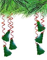 Weihnachtskarte mit Weihnachtsbäumen geschmückt foto