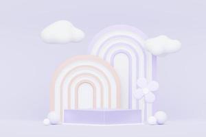 3D-Rendering pastellvioletter minimaler Hintergrund mit Podiumsständer. lila bühnenpodest für kosmetische produktpräsentation und werbung. Studioszene mit Vitrinensockel in cleanem Design. foto
