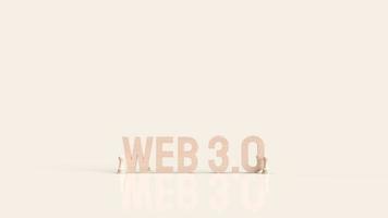 web 3.0 holztext und schach für technologiekonzept 3d-rendering foto