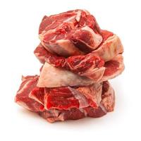 Schienbein von Rindfleisch Fleisch isoliert auf einem weißen Studio Hintergrund, foto