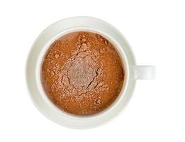 heiße Schokolade mit Kaffeetasse isoliert auf weißem Hintergrund, enthalten Beschneidungspfad foto