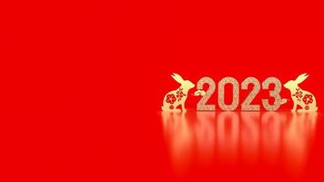 das chinesische neujahr 2023 jahr des kaninchens 3d-rendering foto