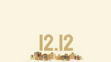 die 12.12 und goldenen geschenkboxen für geschäfts- und urlaubskonzept 3d-rendering foto